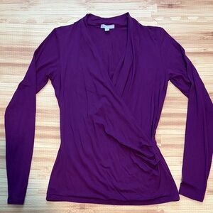 PURE COLLECTION Purple Wrap Top US Size 6 Long Sleeve